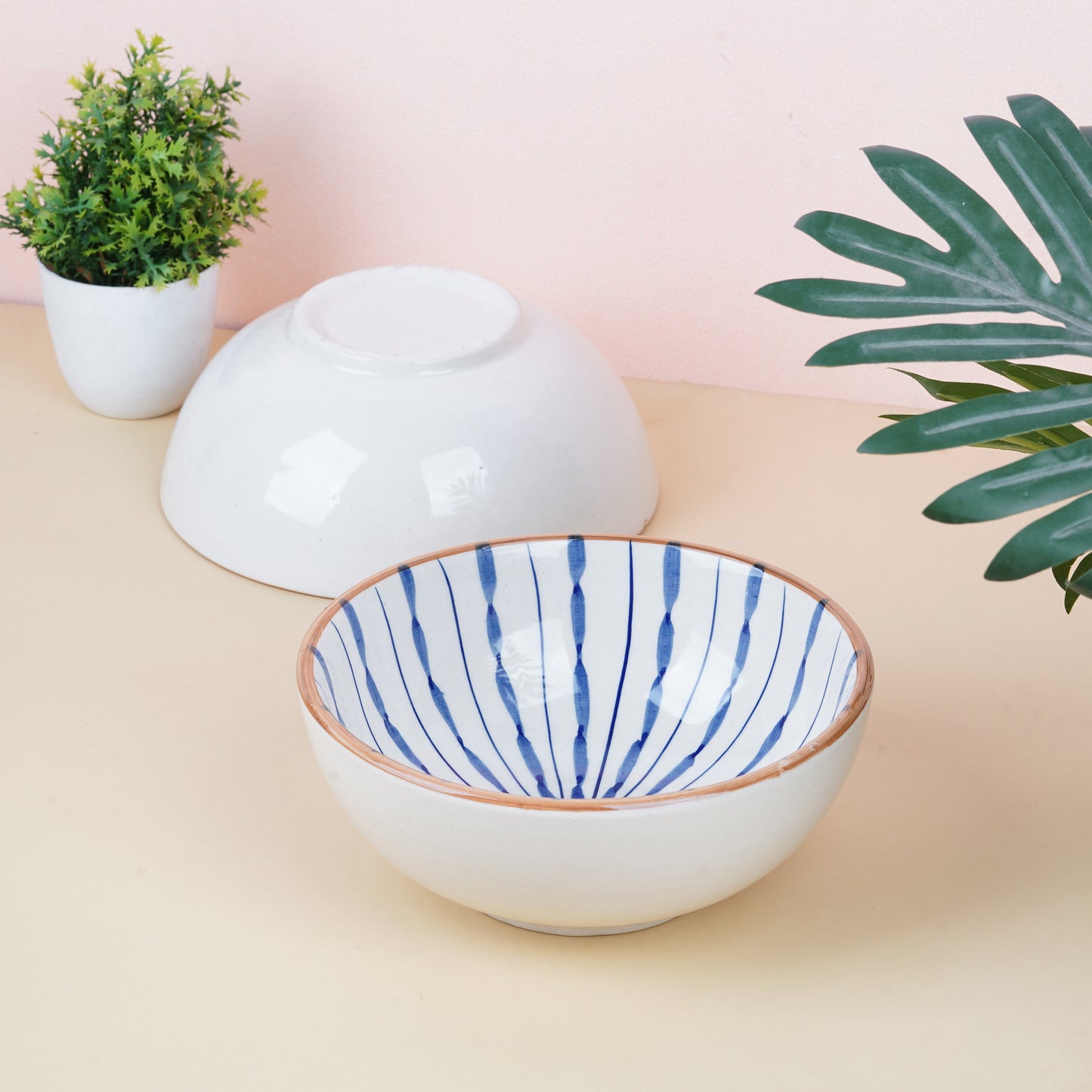 Studio Pottery Hand-painted Bowl ( Microwave Safe )