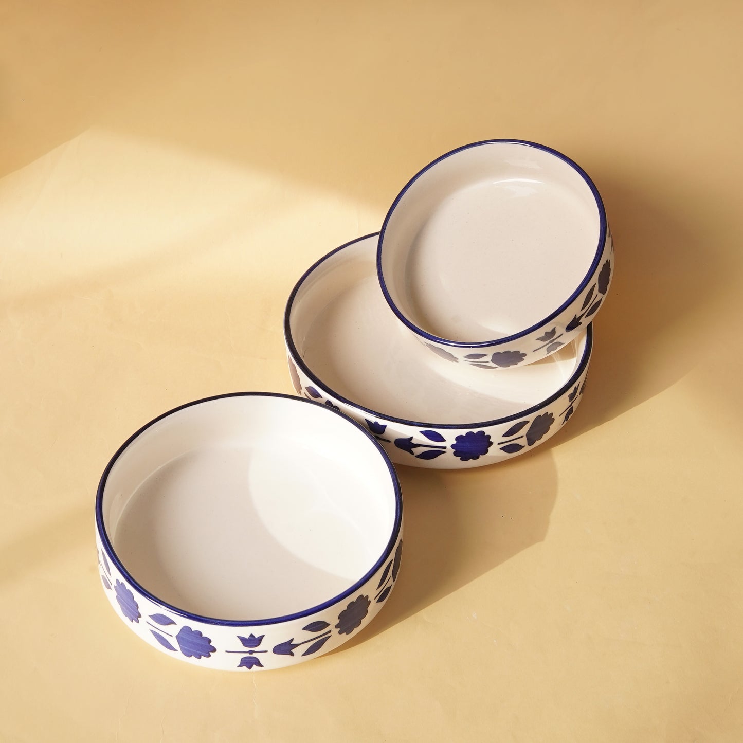 Floral flat bowls (set of 3)