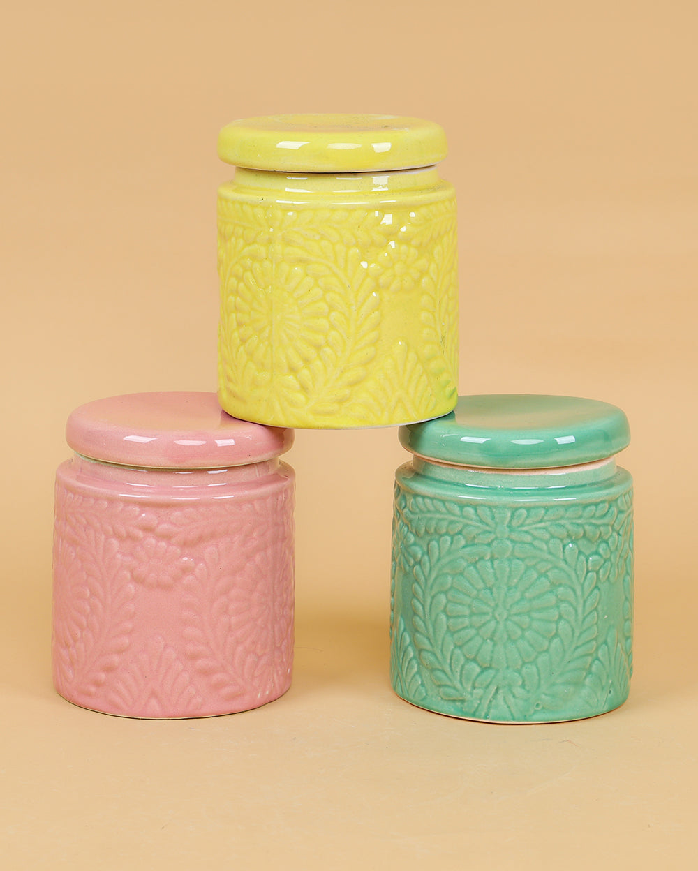 Bloomy floral jars (Set of 3)