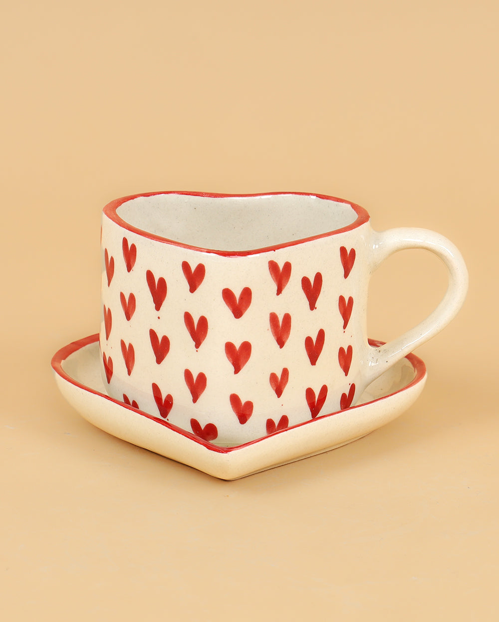 All heart tea cup with heart plate