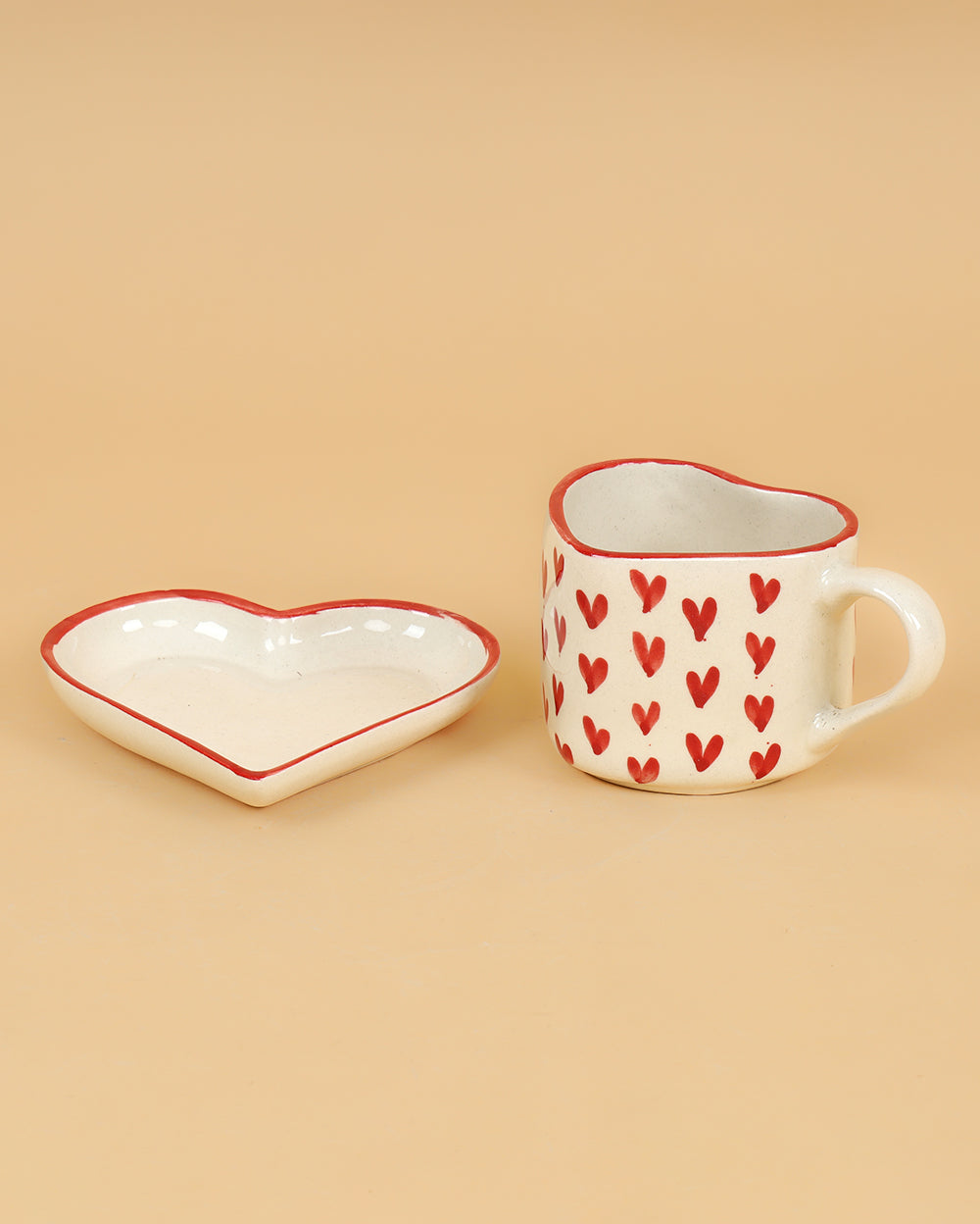 All heart tea cup with heart plate