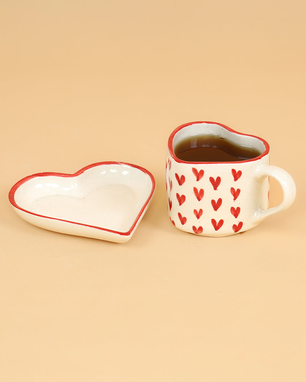 All heart tea cup with heart plate