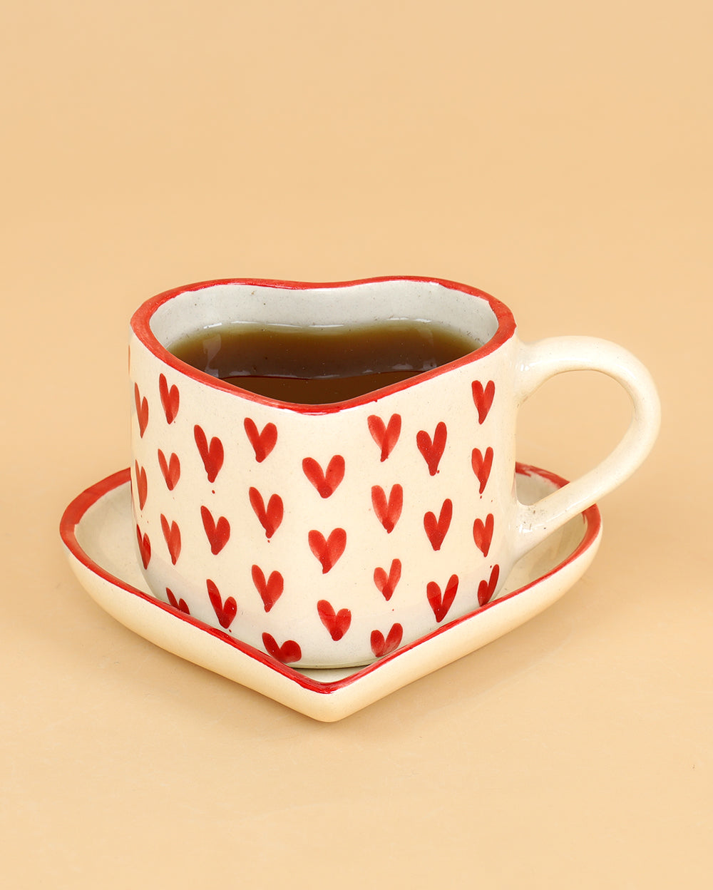 All heart tea cup with heart plate