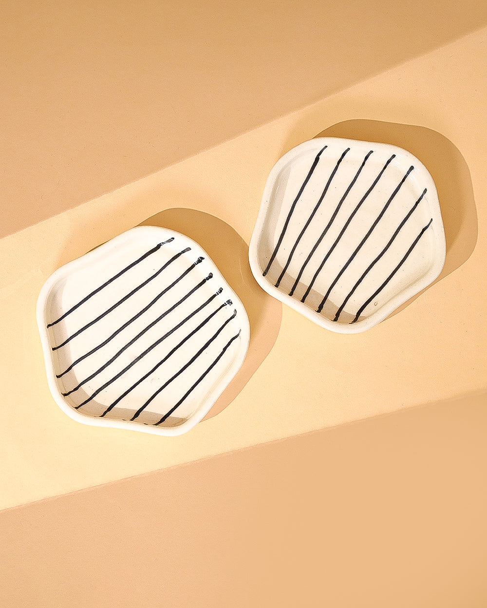 Striped dessert plate Set of 2 Microwave Safe