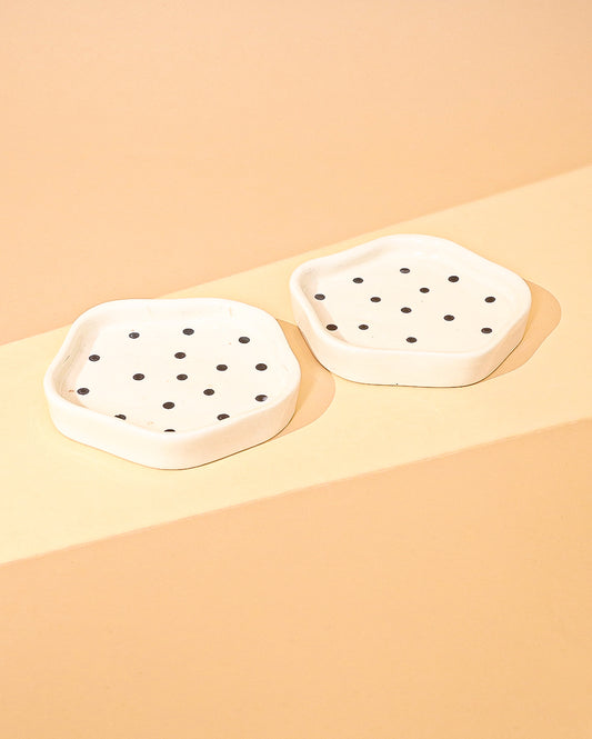 Polka dot dessert plate Set of 2 Microwave Safe