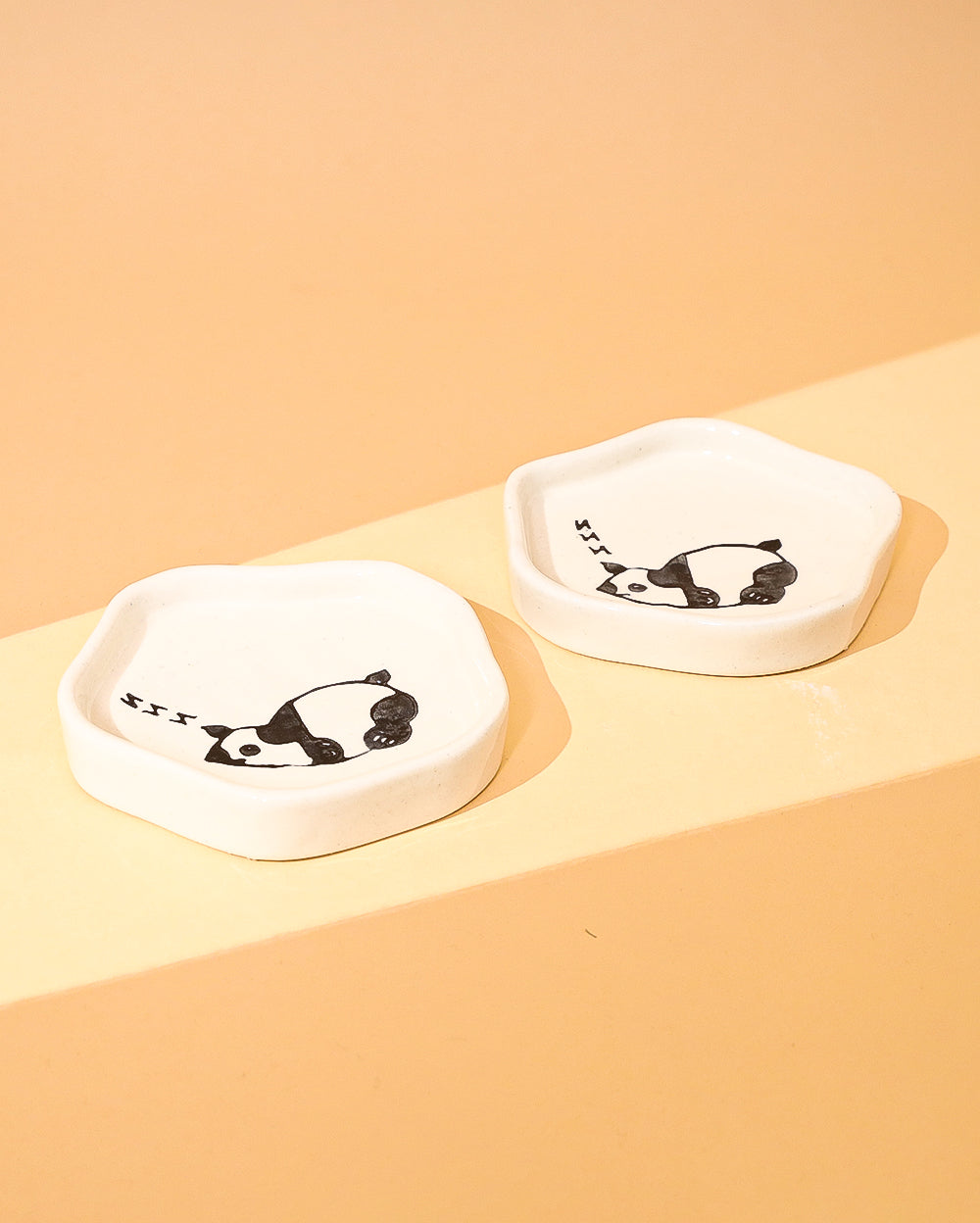 The lazy panda dessert plate Set of 2 ( Microwave Safe )