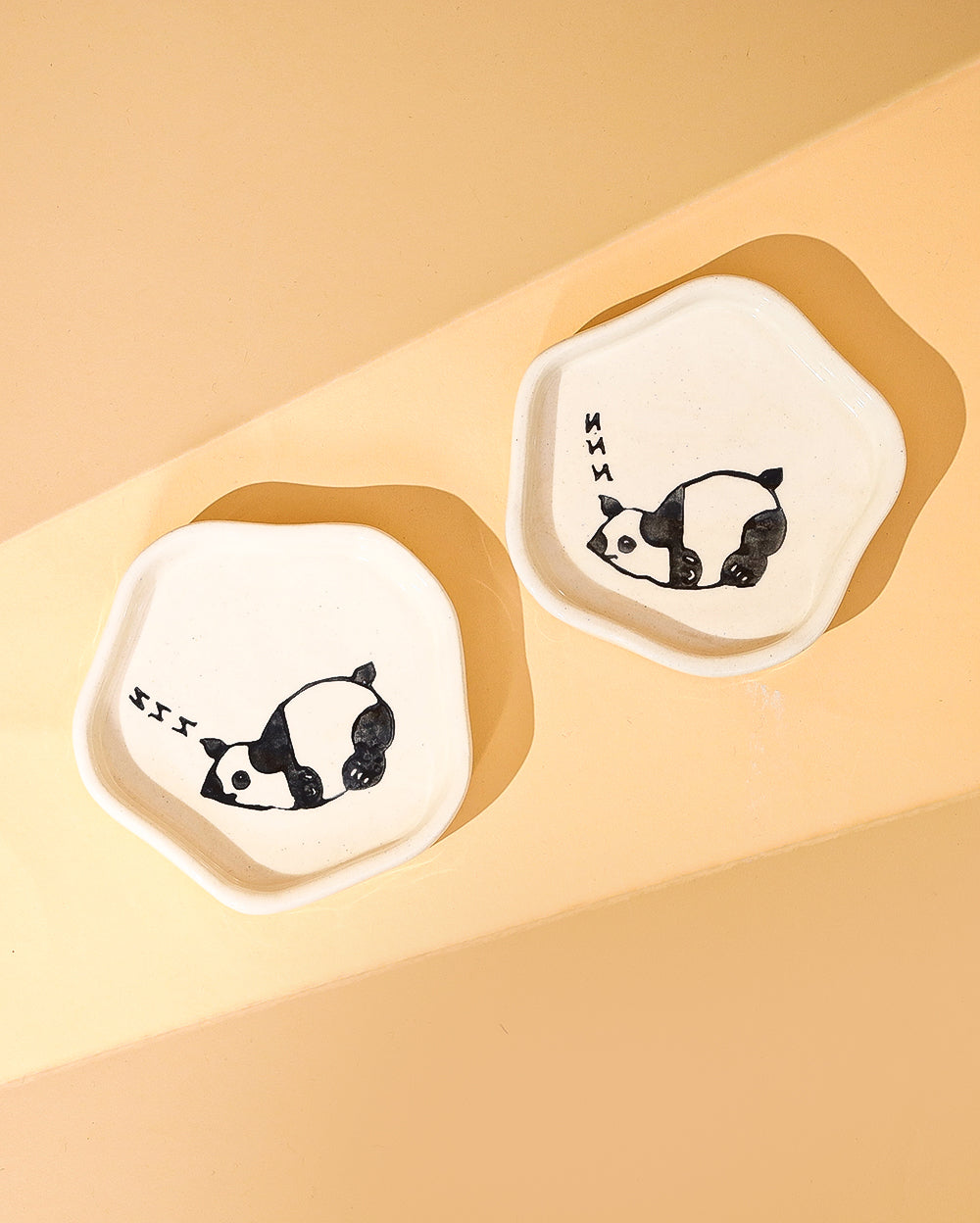 The lazy panda dessert plate Set of 2 ( Microwave Safe )