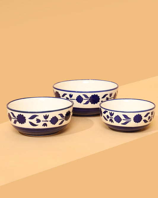 Floral round bowls set of 3 ( Microwave Safe )