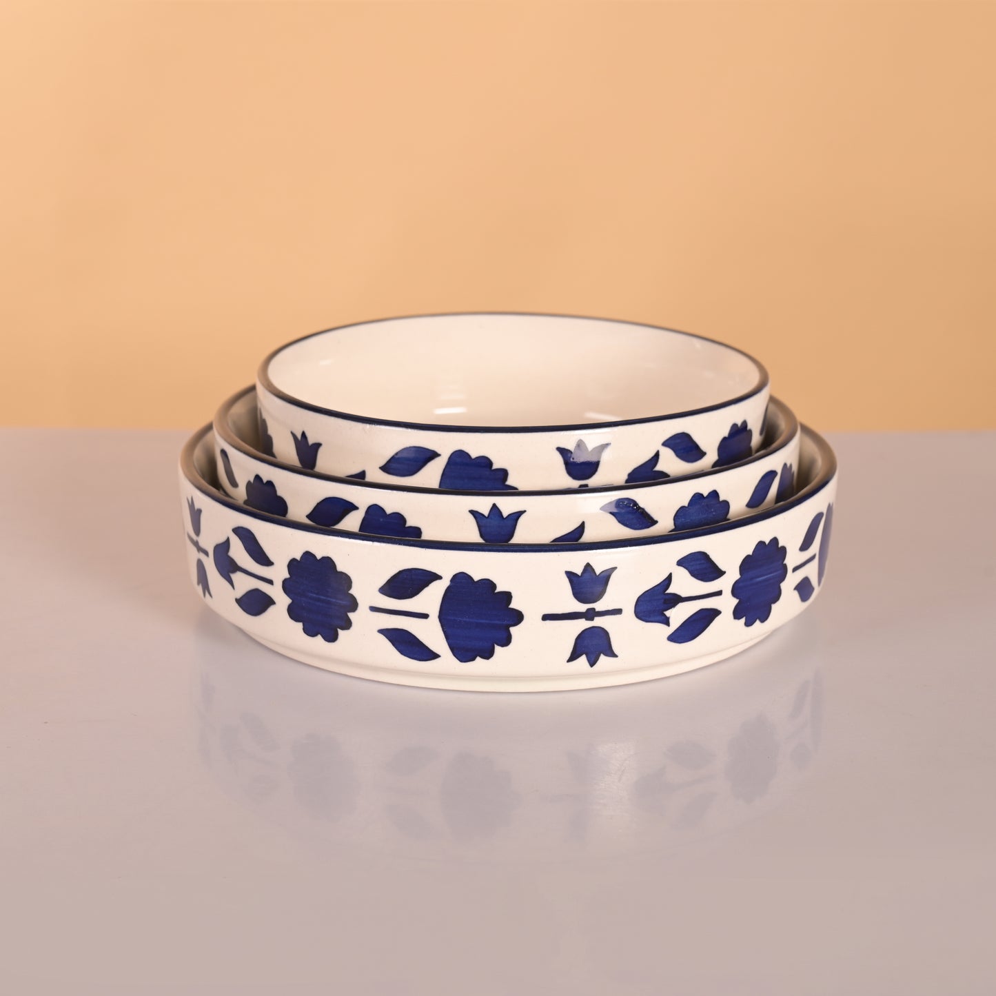 Floral flat bowls (set of 3)