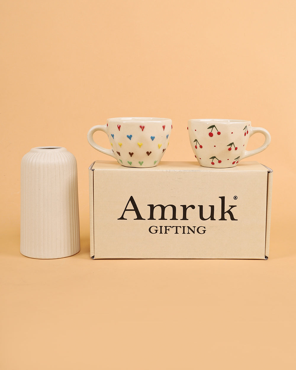 Cup Set and Vintage Vase Gift Box 3 Pcs