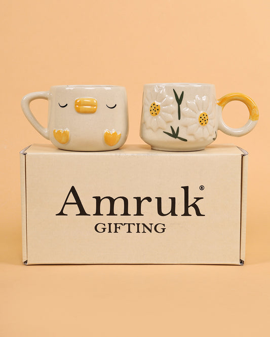 Duck Mug And Sunflower Mug Gift Box